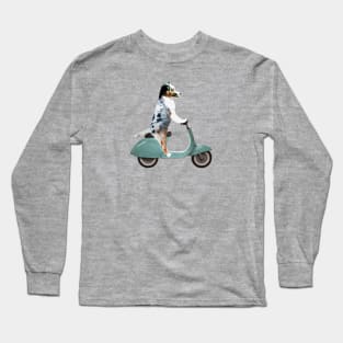 Australian Shepherd on a Scooter Funny Long Sleeve T-Shirt